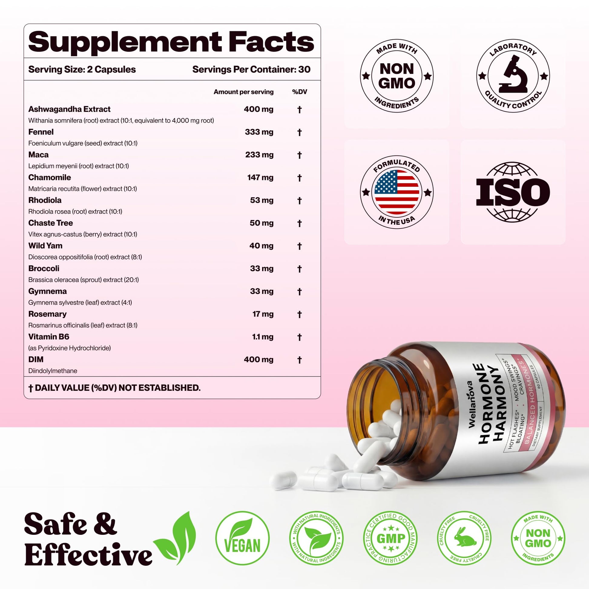 Wellanova Hormone Harmony for Women – Natural Hormonal Balance Support for Menopause & Perimenopause – Hot Flashes, Mood Swings, Cravings, Bloating Relief – 60 Capsules WellanovaBuy Supplements Australia