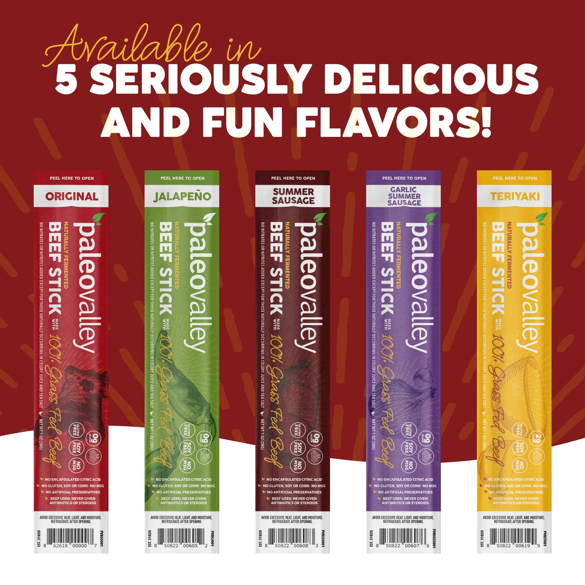 Paleovalley 100% Grass Fed Original Beef Sticks - Delicious Gluten Free Beef Snack - High Protein Keto Friendly PaleovalleyBuy Supplements Australia