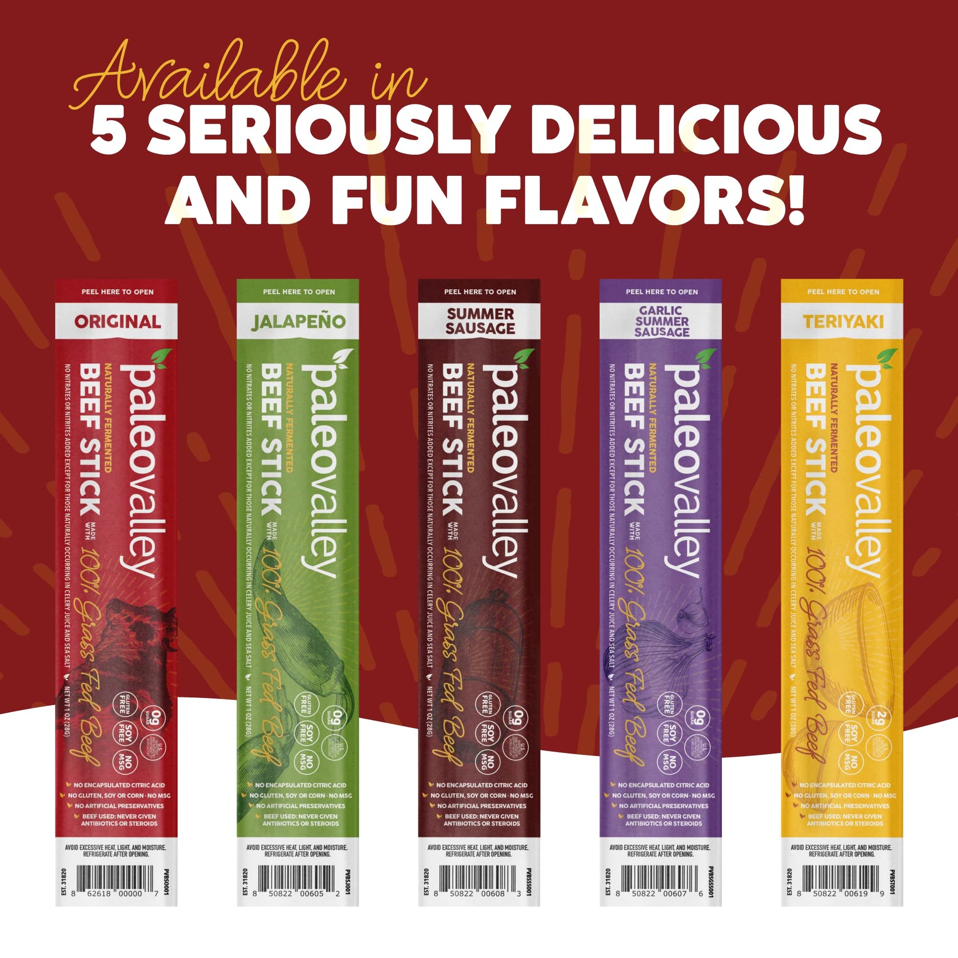 Paleovalley 100% Grass Fed Original Beef Sticks - Delicious Gluten Free Beef Snack - High Protein Keto Friendly PaleovalleyBuy Supplements Australia