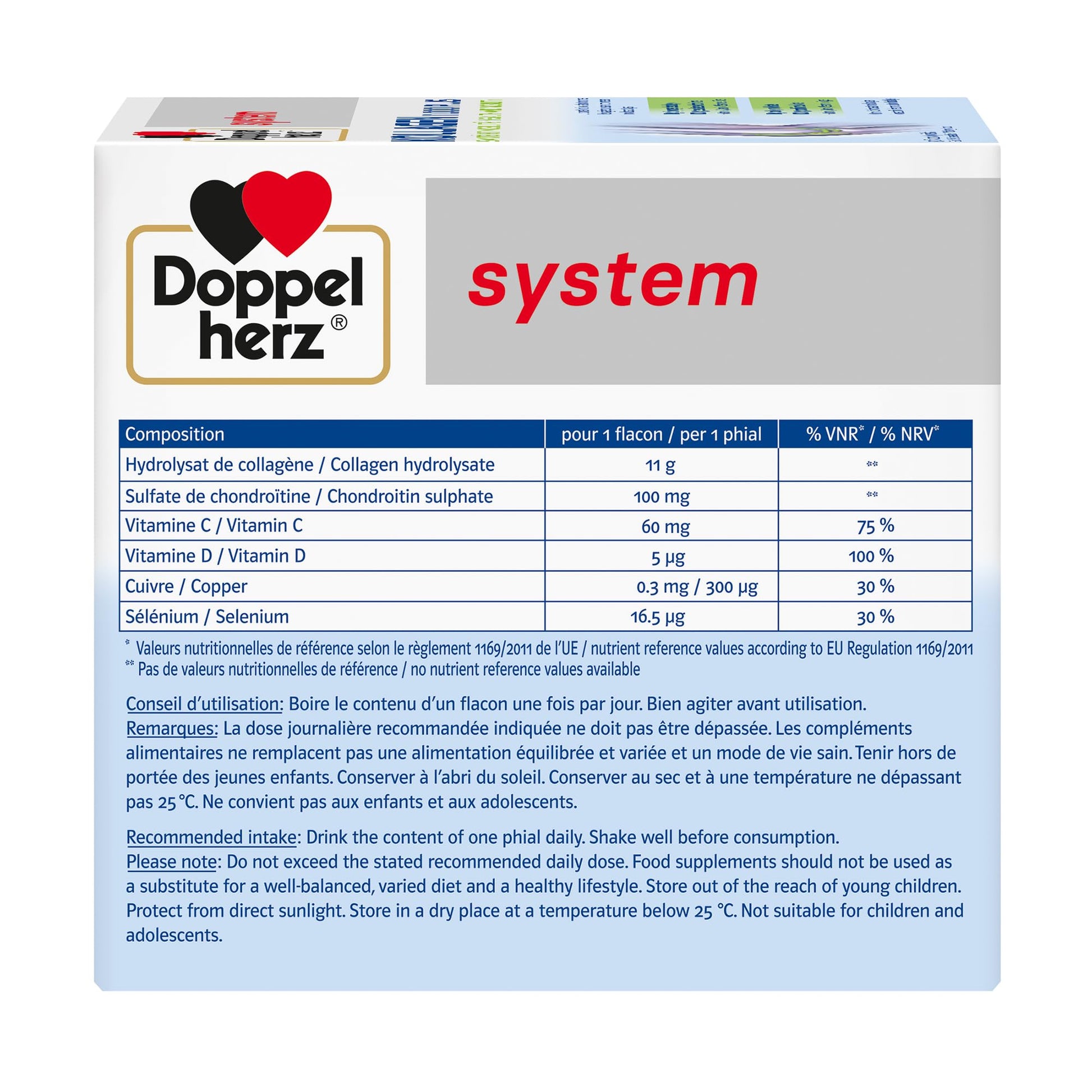 Doppelherz - Kollagen 11000 Plus - Collagen hydrolysate, chondroitin Sulphate, Vitamins C and D and Trace Elements - for Bones, cartilages and tendons - Wild Berry Flavour Liquid- 30 Bottles of 25ml DoppelherzBuy Supplements Australia
