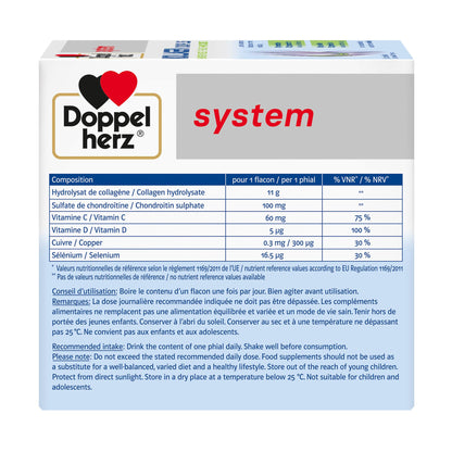 Doppelherz - Kollagen 11000 Plus - Collagen hydrolysate, chondroitin Sulphate, Vitamins C and D and Trace Elements - for Bones, cartilages and tendons - Wild Berry Flavour Liquid- 30 Bottles of 25ml DoppelherzBuy Supplements Australia