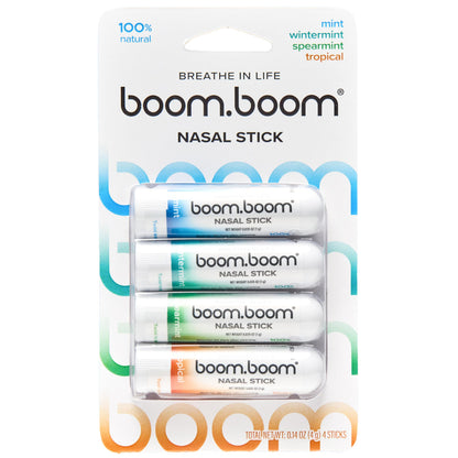 BoomBoom Nasal Stick | Vapor Flow Technology | Cool Refreshing Sensation | Natural Mood Boost | Simple Ingredients | Essential Oils + Menthol Inhaler (Mint, Wintermint, Tropical, Spearmint) BoomBoom buy supplements Au