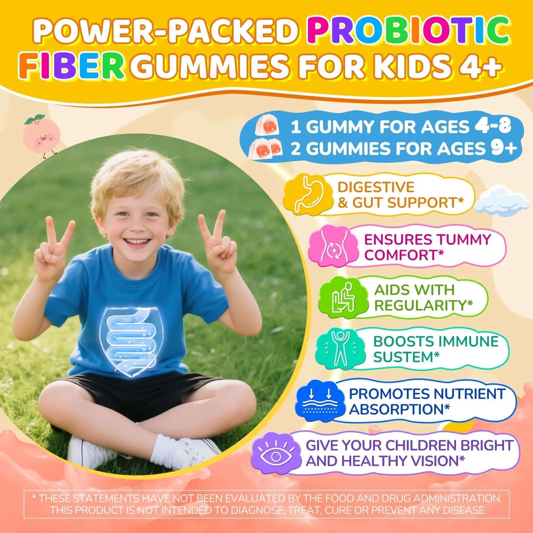 NEVISS Kids Multivitamin Gummies & Probiotics for Kids Teen + Veggie & Fruit Fiber Gummies NEVISSBuy Supplements Australia