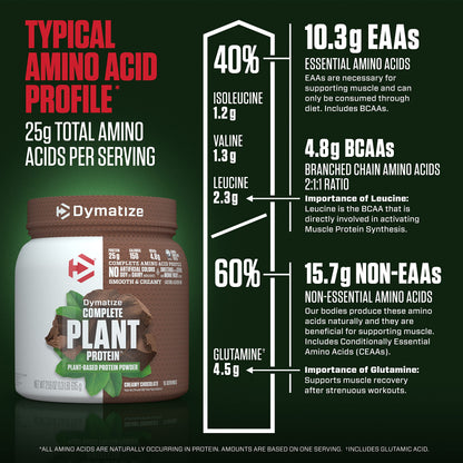 Dymatize Vegan Plant Protein, Creamy Chocolate, 25g Protein, 4.8g BCAAs, Complete DymatizeBuy Supplements Australia