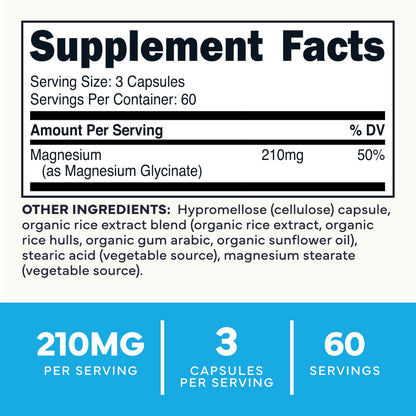 Type Zero Magnesium Glycinate (210mg | 180 Capsules) Pure, Non-GMO, Gluten Free, Natural High Absorption Magnesium Supplement Type ZeroBuy Supplements Australia