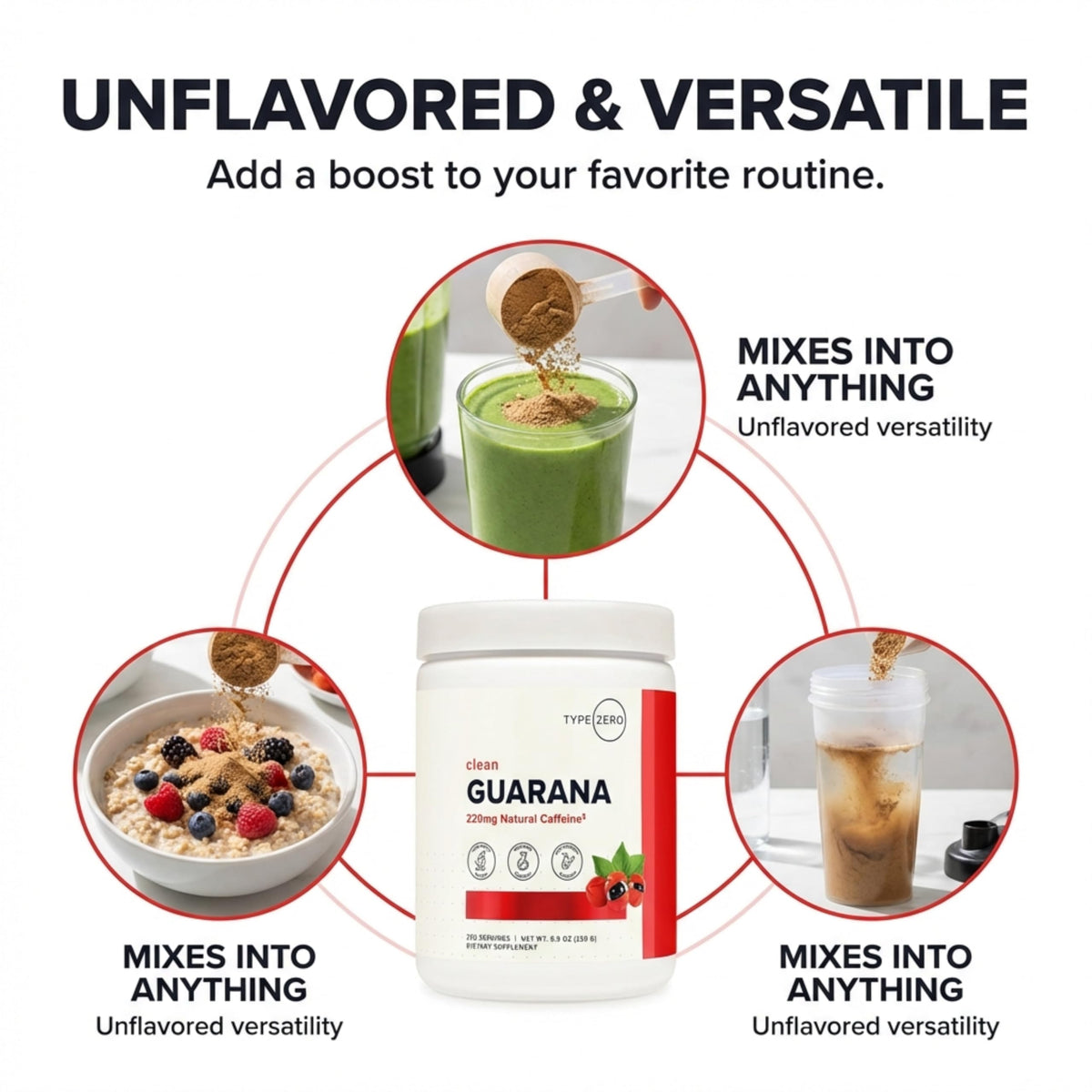 Type Zero Clean Guarana Powder Drink Mix (250 Servings, Unflavored) - 220 MG Caffeine Per Serving, Natural Caffeine, Non GMO, Gluten Free Type ZeroBuy Supplements Australia