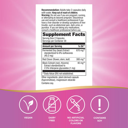 Nature's Way EstroSoy, Menopause Relief Blend*, Helps Relieve Menopausal Symptoms*, Black Cohosh, Fermented Soy Extracts, Red Clover, 60 Vegan Capsules (Packaging May Vary) Nature's WayBuy Supplements Australia