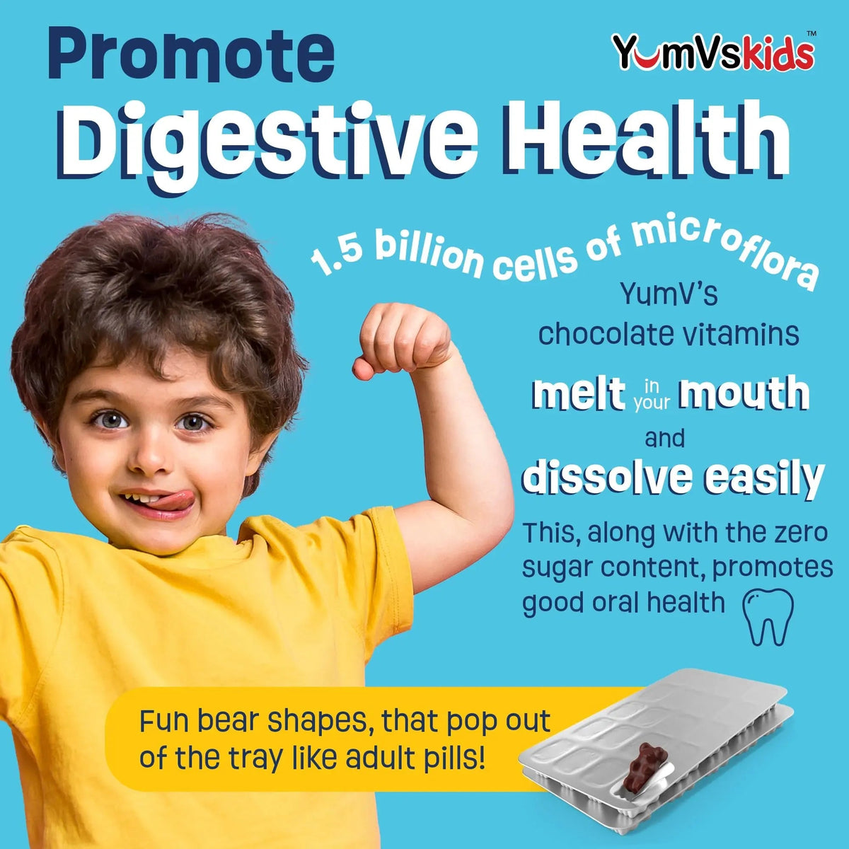 YUM-V'S Probiotics & Multivitamin Bundle for Kids – Probiotic with Prebiotic Fiber Chocolate Bears + Multivitamin & Multimineral with Iron Chewables – Digestive, Immune & Overall Health Support YUM-V'SBuy Supplements Australia