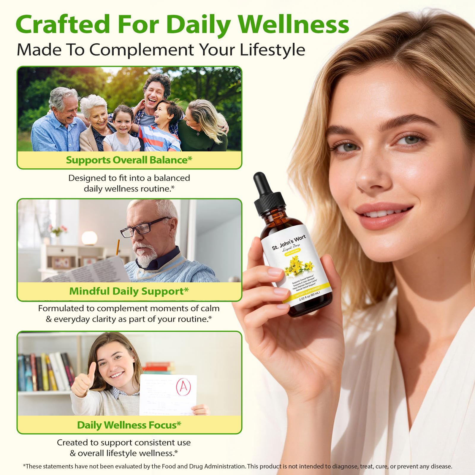YEMFGQOE St Johns Wort Tincture | Mood Support | Alcohol Free Liquid Extract Drops | Hypericum Perforatum | Vegan, Non-GMO, Gluten Free | 2 fl oz YEMFGQOE buy supplements Au
