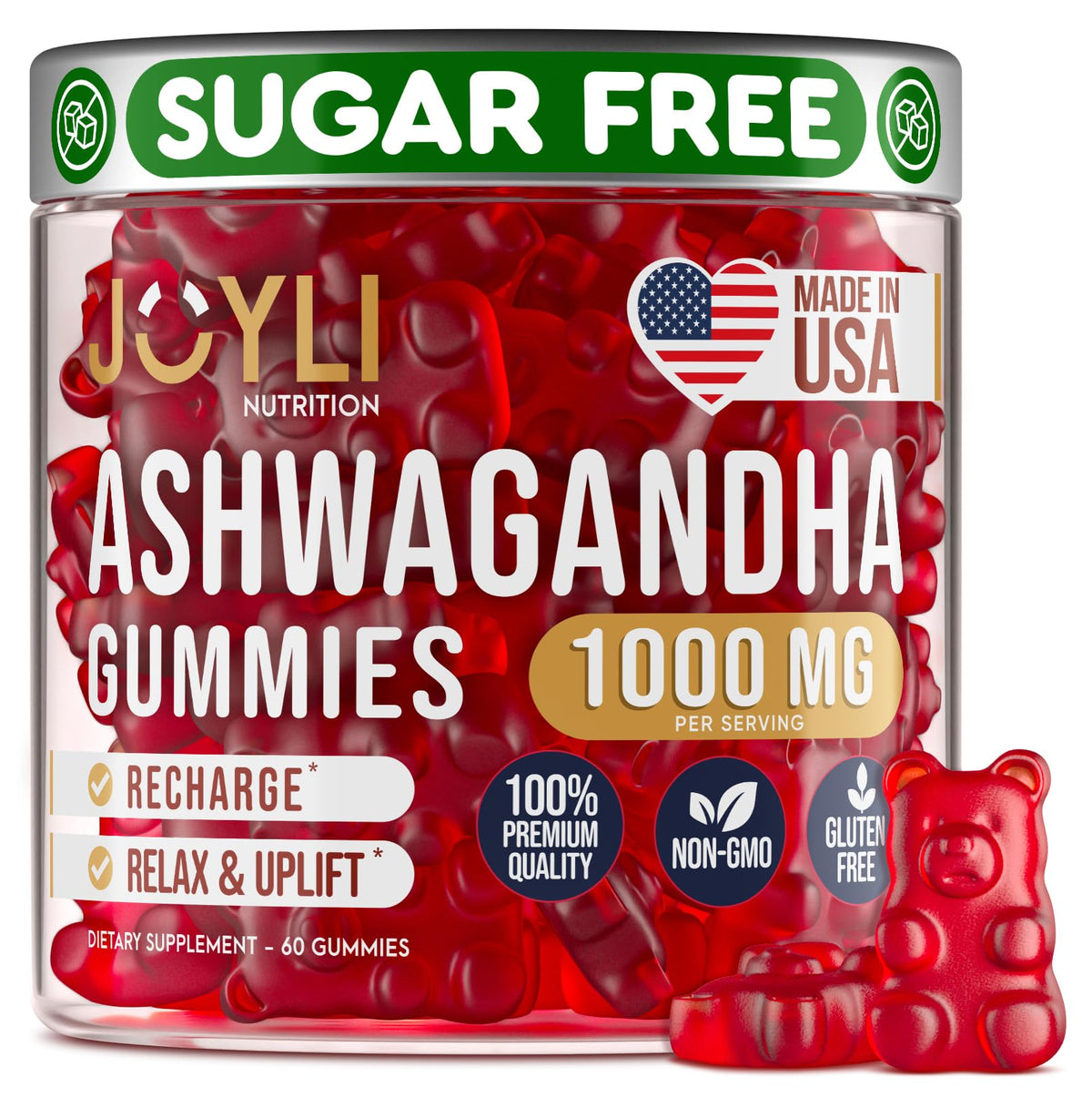 Ashwagandha Gummies for Women & Men - Natural Calm Gummies with Ashwagandha Root Extract Vitamin C Zinc - Ashwagandha Herbal Supplement for Sleep Stress Balance - 60 Vegan Sugar Free Chews JOYLI NutritionBuy Supplements Australia