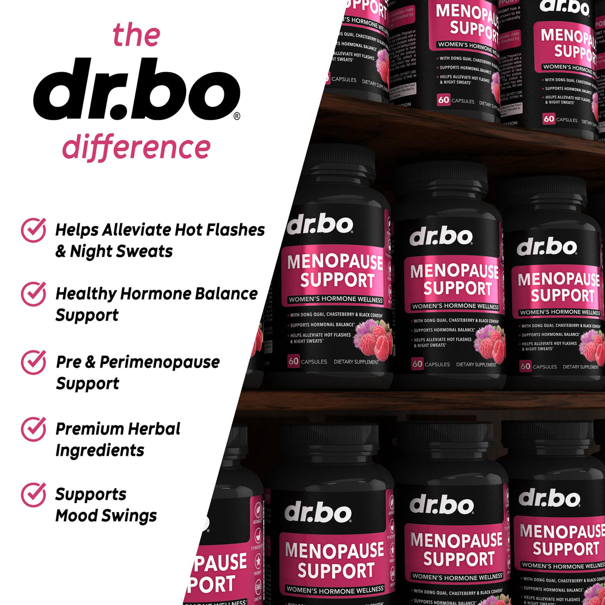 Menopause Supplements for Women Support Pills - Natural Menopause Relief for Hot Flashes, Night Sweats & Mood Swings with Dong Quai, Chasteberry & Black Cohosh - Hormone Balance for Women Supplement DR. BOBuy Supplements Australia