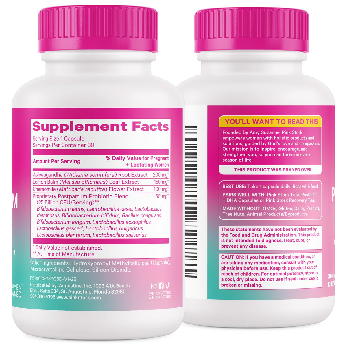 Pink Stork Probiotics for Postnatal Women - 30 Billion CFUS with Ashwagandha and Chamomile, Postpartum Essentials for Hormone Balance, Mood Support, Gut Health, Digestive Wellness, 30 Capsules Pink StorkBuy Supplements Australia