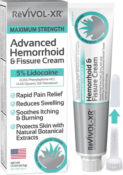 REVIVOL-XR Advanced Hemorrhoid Treatment. 5% Lidocaine + Shrinks + Protects Skin + Aloe + Witch Hazel + Botanicals, External & Internal Use. Most Complete OTC Ointment + Fissure Cream. Made in USA. REVIVOL-XRBuy Supplements Australia