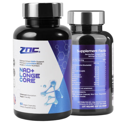 ZNC®10-in-1 NAD+ Supplement with Liposomal NAD, Urolithin A & Resveratrol for Energy & Cellular Repair - 60 Vegan Capsules ZNCBuy Supplements Australia