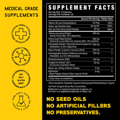 High Level Man | 12-in-1 Testosterone & Vitality Formula for Men | Tongkat Ali, DIM, Tribulus, Ashwagandha, Fenugreek, Zinc & Maca, & More | Energy, Strength, Performance Support Science High LevelBuy Supplements Australia