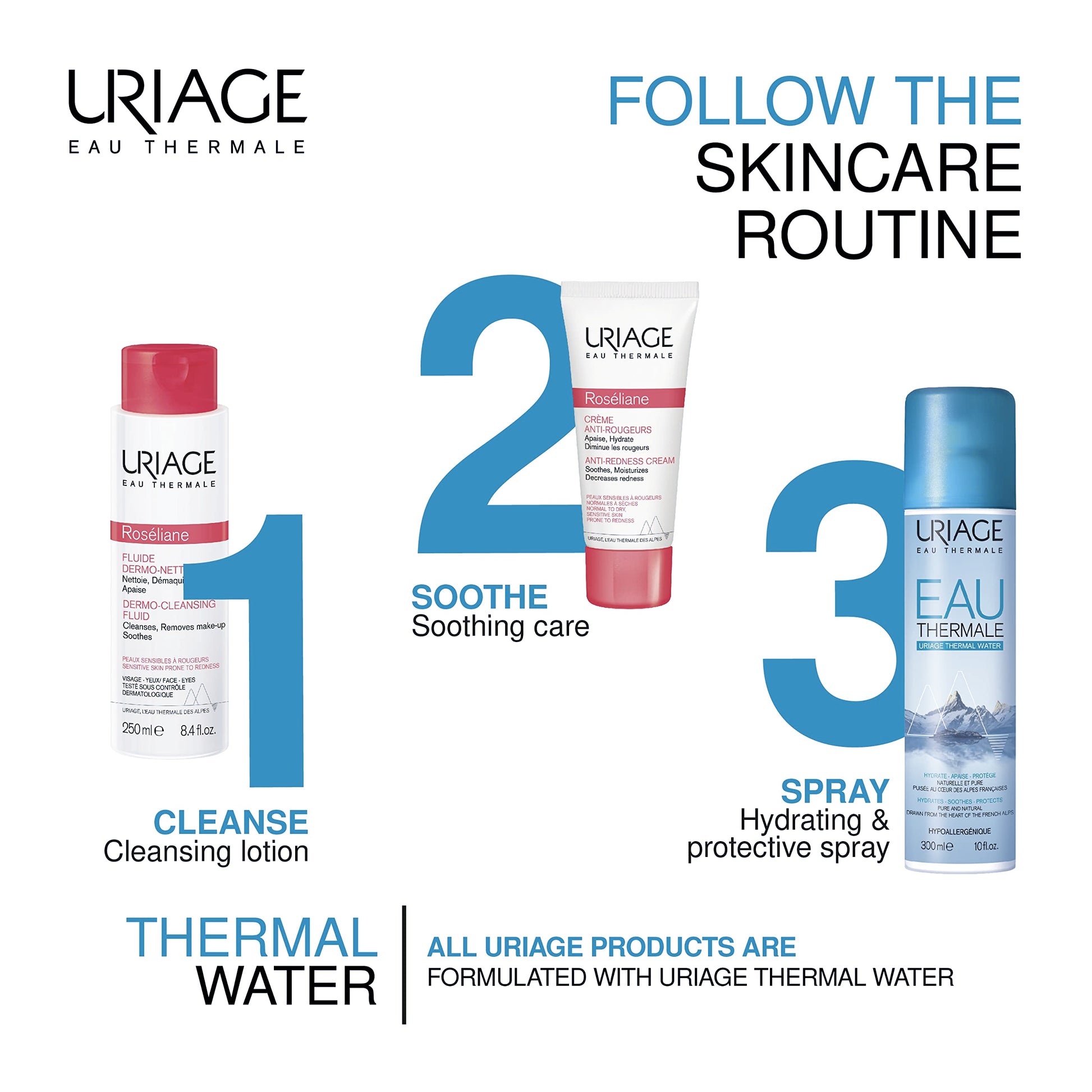 Uriage Roseliane Redness Relief Face Cream 1.35 fl.oz. | Hydrating Moisturizer UriageBuy Supplements Australia