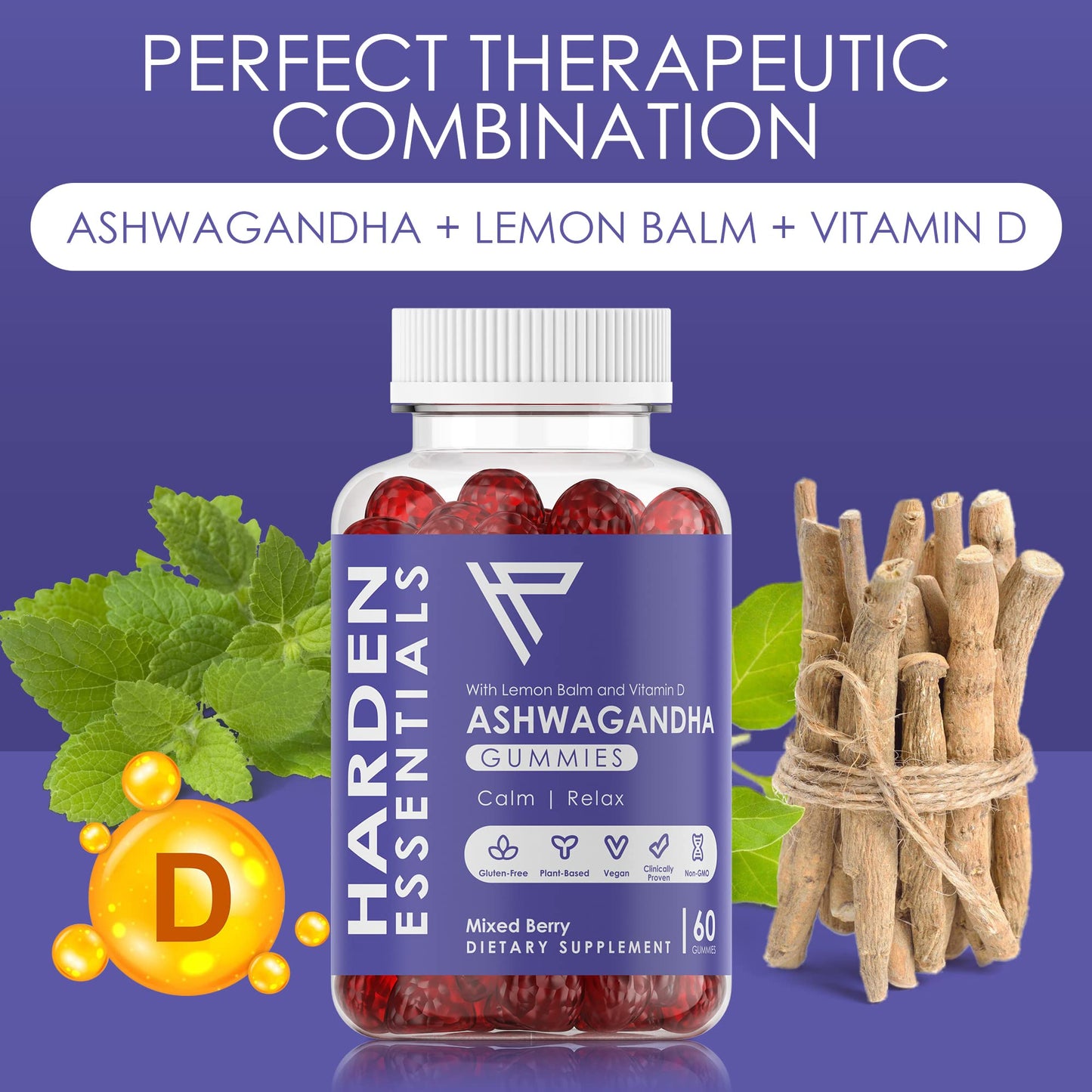 KSM-66 Ashwagandha Gummies 750mg Per Gummy – 1,500mg Per Serving – Stress & Cortisol Support – with Lemon Balm & Vitamin D – 60 Count (30 Day Supply) – Vegan – Harden Essentials Harden essentialsBuy Supplements Australia