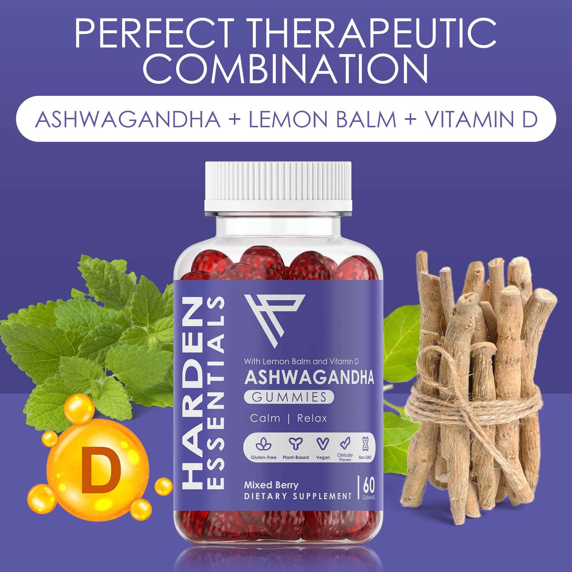 KSM-66 Ashwagandha Gummies 750mg Per Gummy – 1,500mg Per Serving – Stress & Cortisol Support – with Lemon Balm & Vitamin D – 60 Count (30 Day Supply) – Vegan – Harden Essentials Harden essentialsBuy Supplements Australia