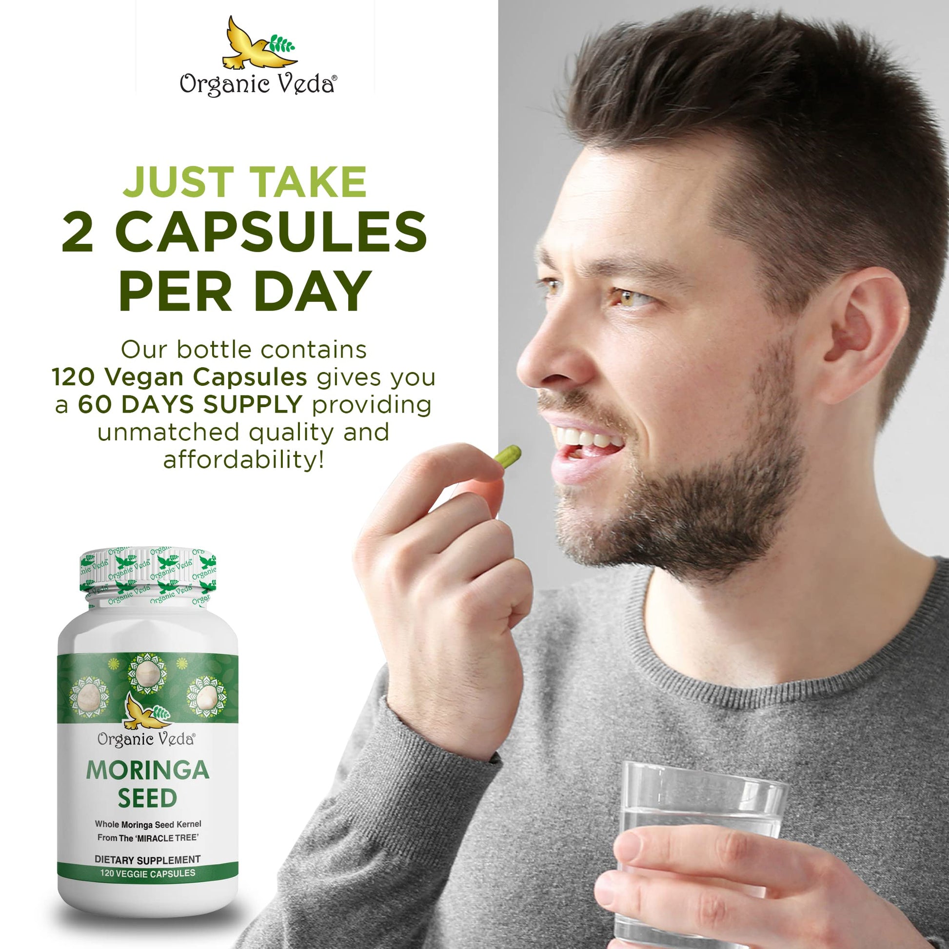 Organic Veda Moringa Seed Capsules - Pure Organic Moringa Capsules Seed Powder Organic VedaBuy Supplements Australia