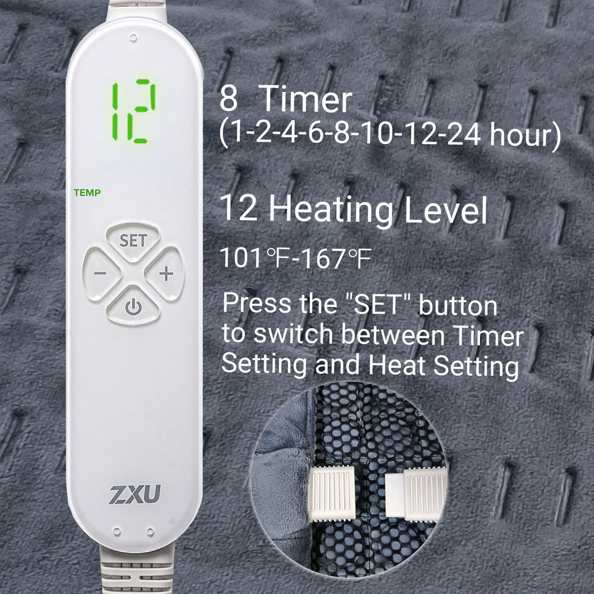 ZXU Jade Stone Heating pad, Nature Jade Electric Heating Pad for Back Pain and Cramps Relief,XL King Size Hot Heated Pad with 12 Heat Level,1-24h Auto-Off,Stay on Function, Hot Heated Pad ZXUBuy Supplements Australia
