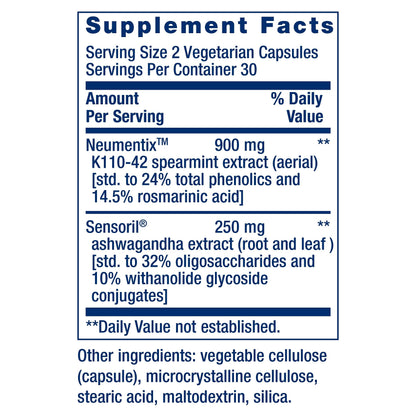 Life Extension Ashwagandha Plus Calm & Focus, ashwagandha Extract, Spearmint Extract, Focus, Attention, Relaxation, Advanced Formula, 60 Vegetarian Capsules Life ExtensionBuy Supplements Australia