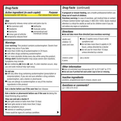Amazon Basic Care Extra Strength Pain Relief, Acetaminophen Caplets, 500 mg, Pain Reliever/Fever Reducer, 500 Count Amazon Basic CareBuy Supplements Australia