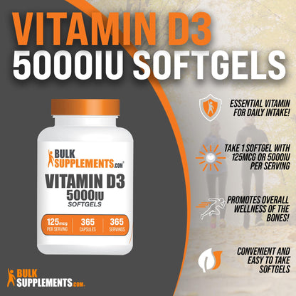 BULKSUPPLEMENTS.COM Vitamin D3 5000IU Softgels - Cholecalciferol, D3 Supplement BULKSUPPLEMENTS.COMBuy Supplements Australia