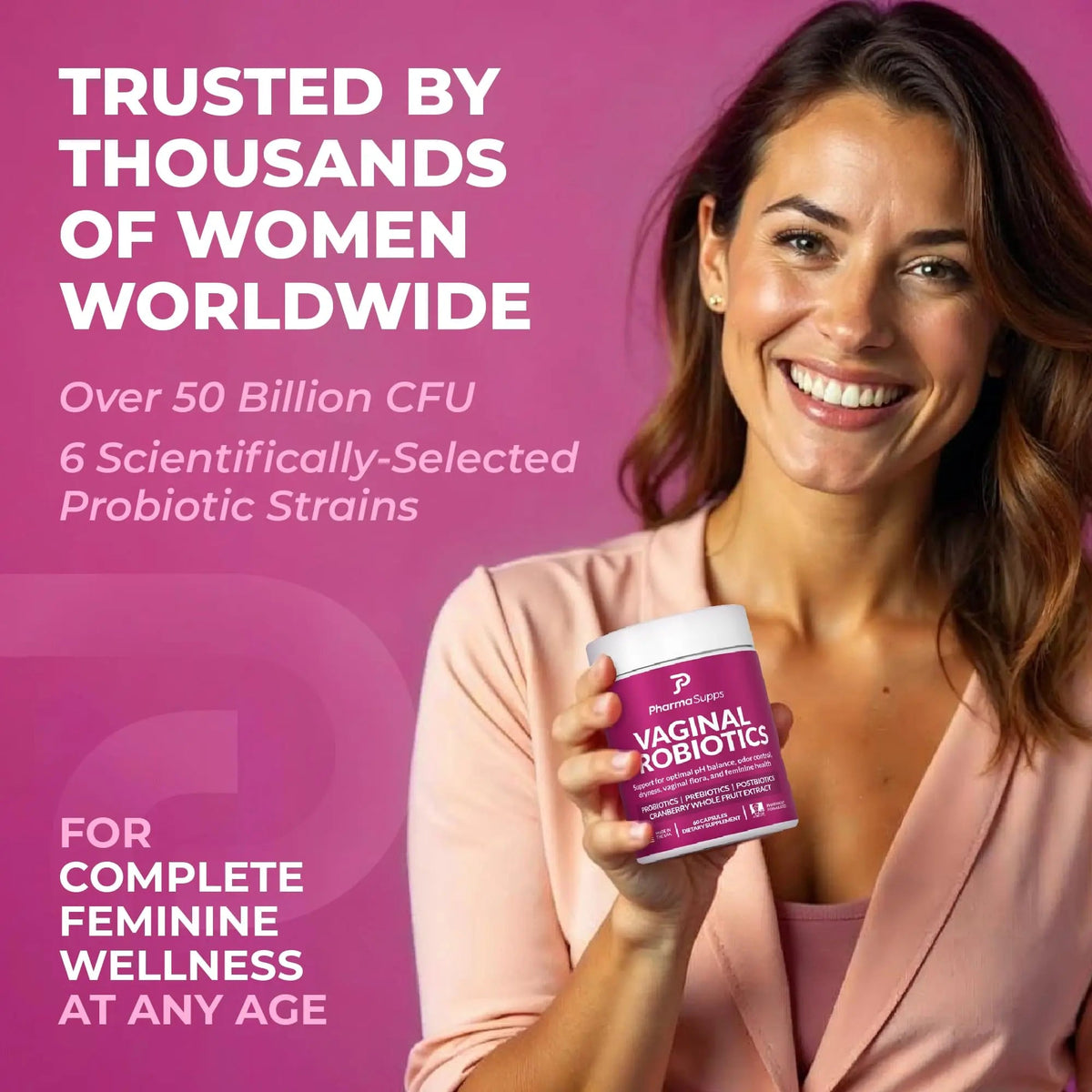 Women’s Probiotic for Vaginal Health | 50 Billion CFU with Probiotics, Prebiotic, Postbiotics & Cranberry for pH Balance, UTI Support, Yeast, Gut Health, Odor, Dryness & Feminine Comfort PharmaSuppsBuy Supplements Australia