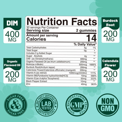 DIM Supplement Women 400mg, Estrogen Supplement for Women, Sugar Free DIM Gummies for Men & Women w/ Biotin, Flaxseed Oil, Burdock, Calendula, BioPerine for Hormone Balance, Menopause & Prostate 60Cts EnvyDealBuy Supplements Australia