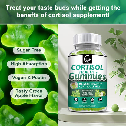 GORNVB Cortisol Gummies, Cortisol Supplement for Women with Magnesium, Ashwagandha, Rhodiola, Phosphatidylserine, L-Theanine, Black Pepper, Vitamin C & B6 - Relaxation, Focus, Sleep Support - 2 Pack GORNVBBuy Supplements Australia