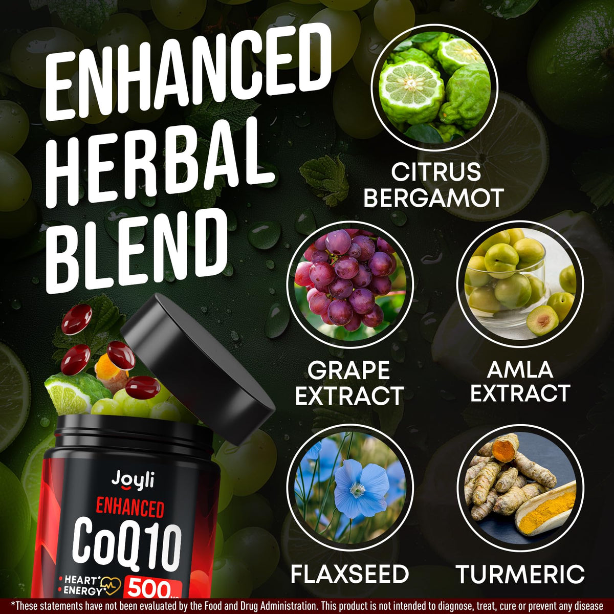 High Absorption CoQ10 500MG - Co Q 10 Supplement 120 Softgels for Heart Health&Energy Production - Enhanced CoQ10 Nutritional Supplements with Coenzyme Q10 - Alternative to coq10 400mg softgels JOYLI NutritionBuy Supplements Australia