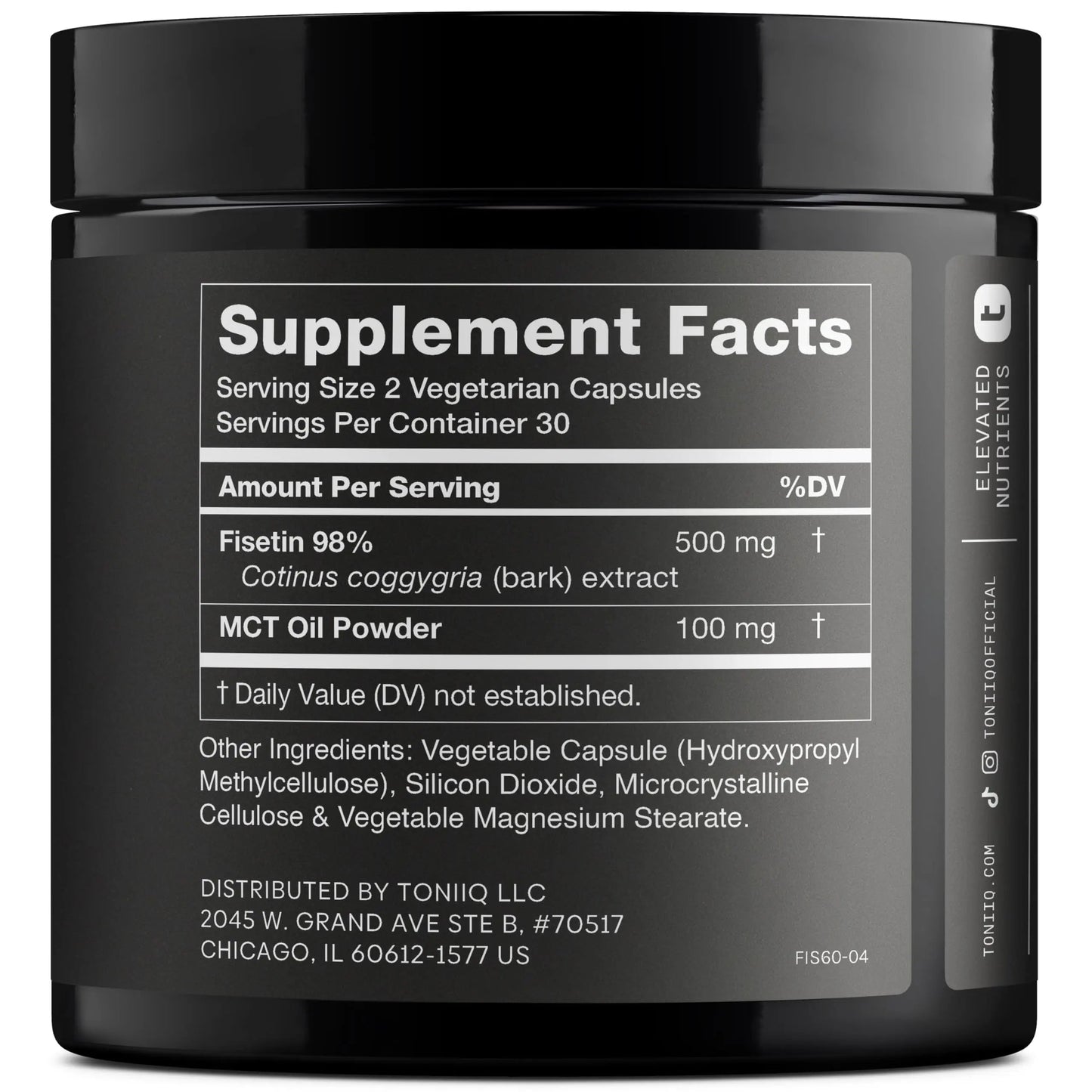 Toniiq Ultra High Purity Fisetin 500mg - 98%+ Higly Purified & Bioavailable Fisetin Supplement with MCT Oil for Absorption - Third-Party Tested Senolytic Supplements for Aging Support - 60 Capsules Toniiq buy supplements Au