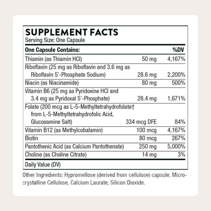 THORNE - Stress B-Complex - Vitamins B2, B6, B12 & Folate in Highly-Absorbable and Active Forms - Extra Vitamin B5 for Adrenal Support