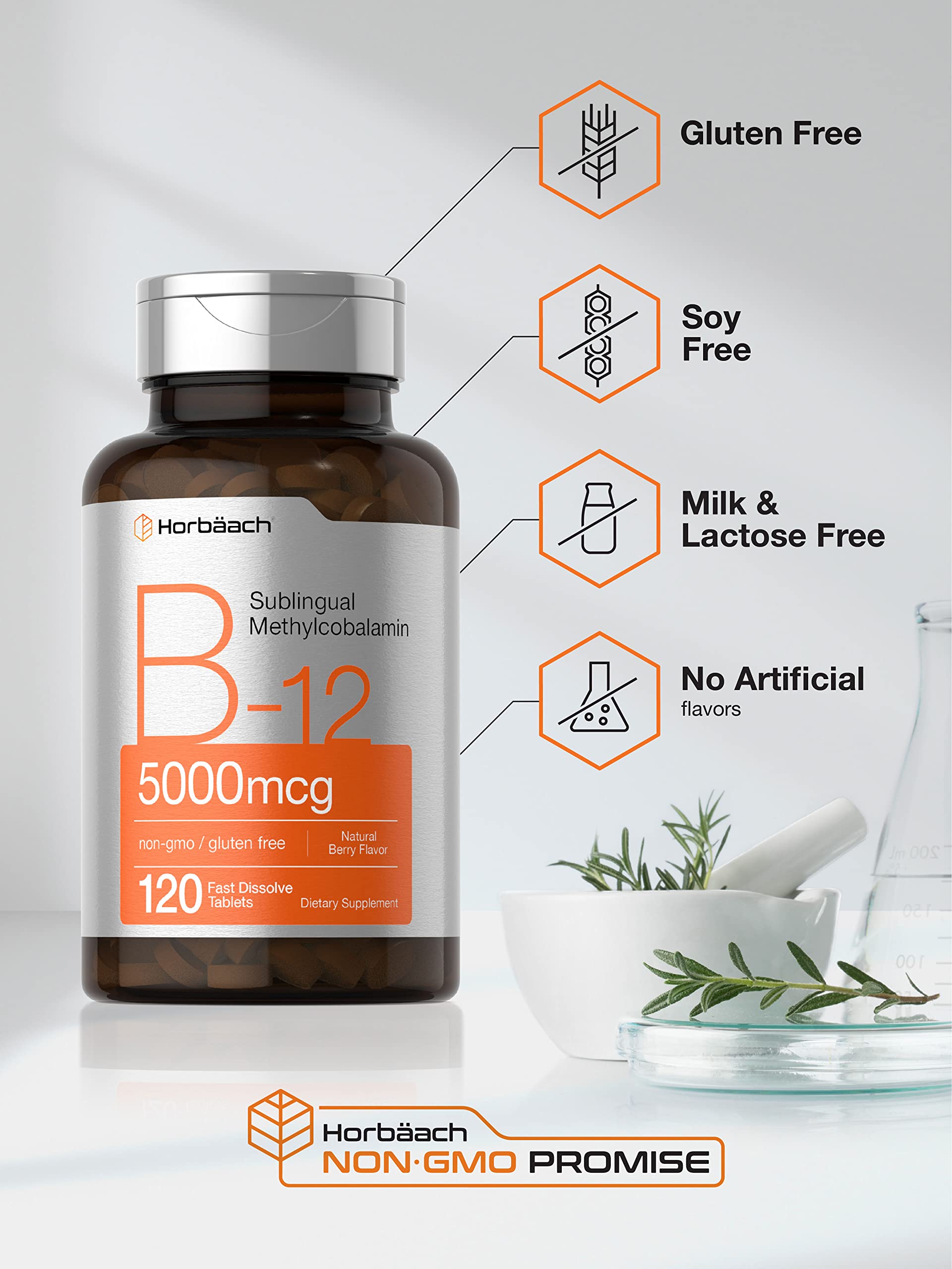 Horbäach B12 Sublingual Methylcobalamin | 5000mcg | 120 Fast Dissolve Tablets HorbäachBuy Supplements Australia