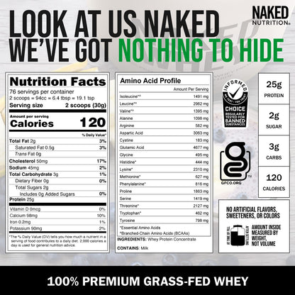 NAKED WHEY 5LB 100% Grass Fed Unflavored Whey Protein Powder - US Farms NAKEDBuy Supplements Australia