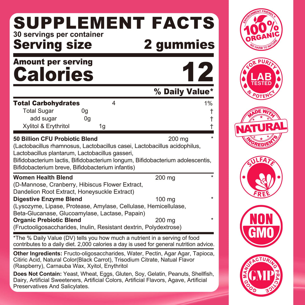 Probiotics for Women Gummies, Sugar Free Vaginal Probiotics 50 Billion CFU 10 Strains w/ Cranberry NEVISSBuy Supplements Australia