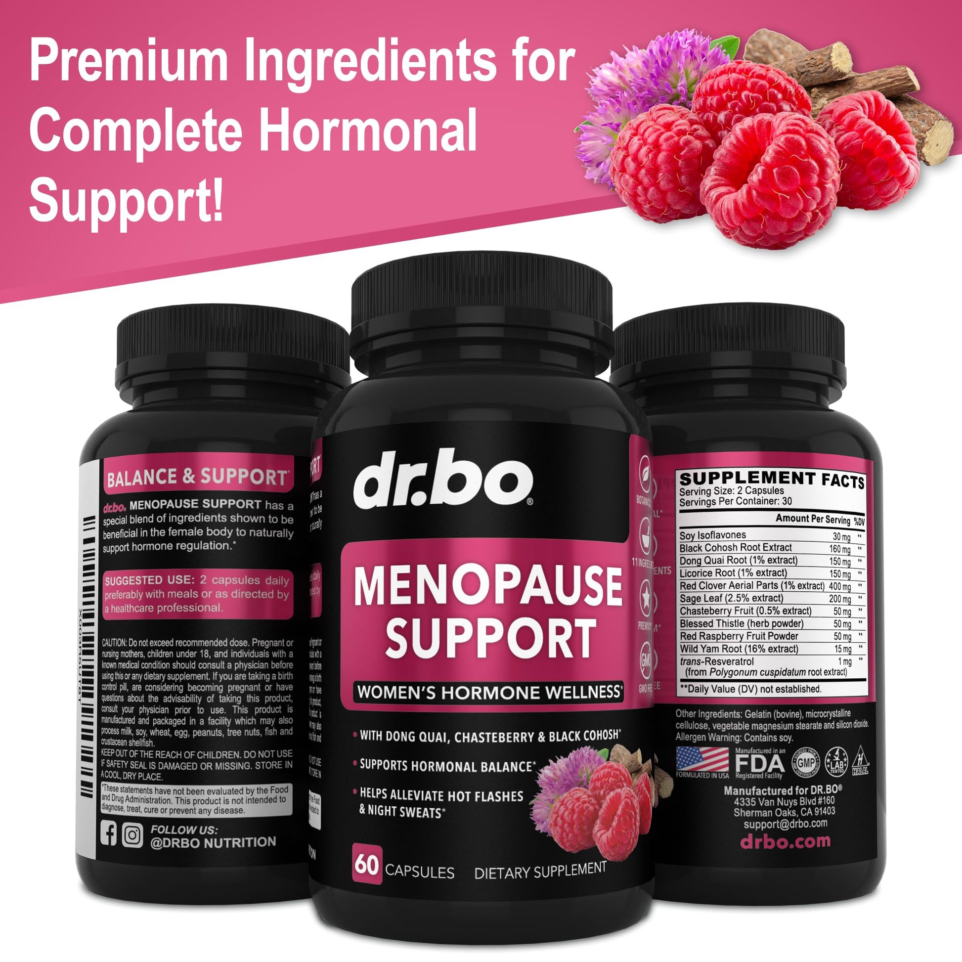 Menopause Supplements for Women Support Pills - Natural Menopause Relief for Hot Flashes, Night Sweats & Mood Swings with Dong Quai, Chasteberry & Black Cohosh - Hormone Balance for Women Supplement DR. BOBuy Supplements Australia