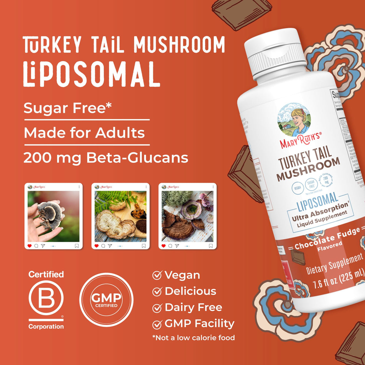 MaryRuth Organics Turkey Tail Mushroom Supplement | Ultra Absorption Liposomal | Full Spectrum | 200mg Beta-Glucans Per Serving | Vegan | 7.6 oz | 15 Servings MARYRUTH'SBuy Supplements Australia