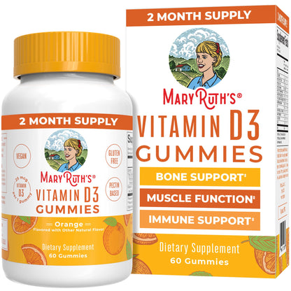MaryRuth Organics Vitamin D3 Gummies | 2 Month Supply | Adults & Kids Vitamin D Gummy | Immune Support Supplement | VIT D3 1000IU for Bone Health&Muscle Function | Vegan | Non-GMO | Gluten Free | 60 MARYRUTH'SBuy Supplements Australia