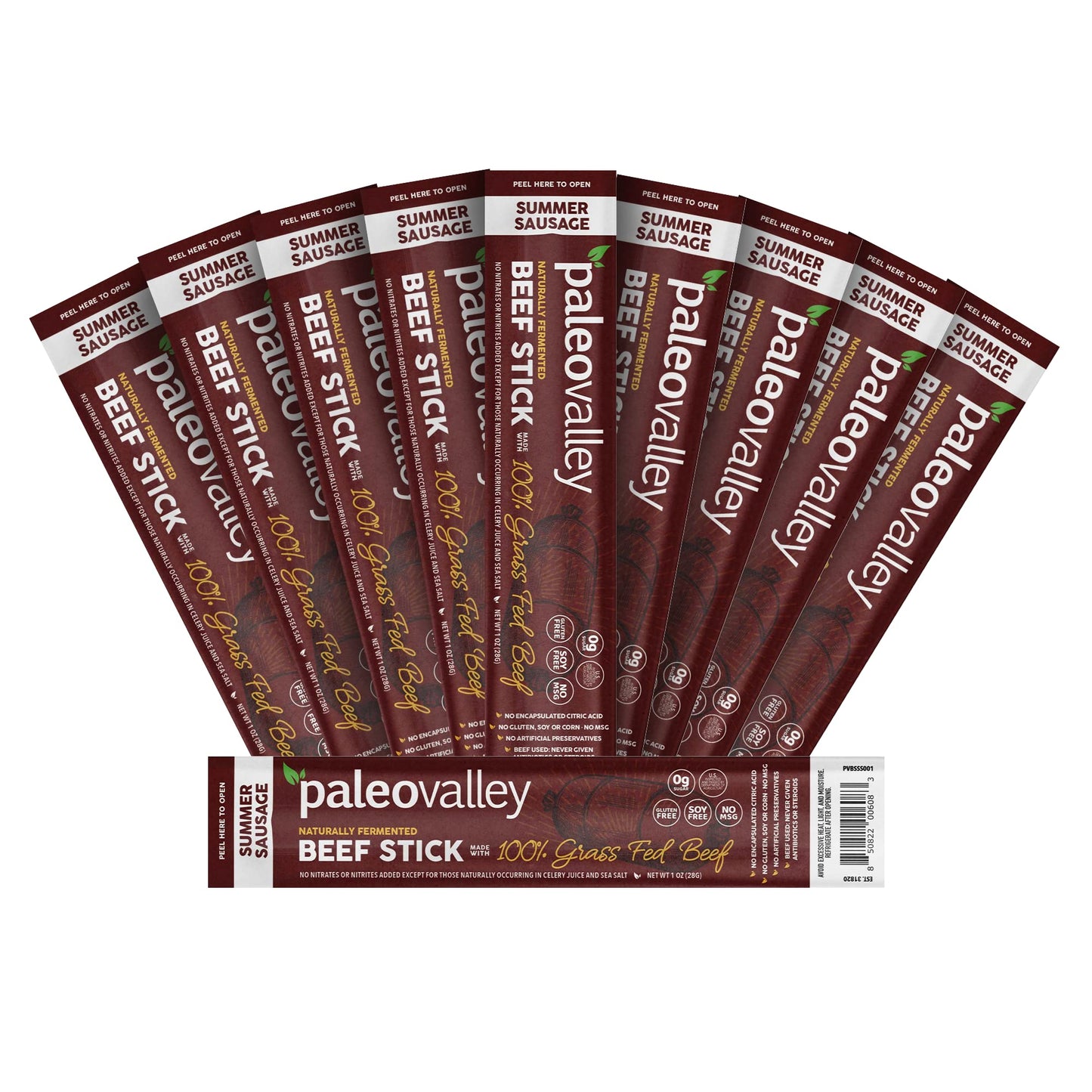 Paleovalley 100% Grass Fed Summer Sausage Beef Sticks - Delicious Gluten Free Beef Snack - High Protein Keto Friendly PaleovalleyBuy Supplements Australia
