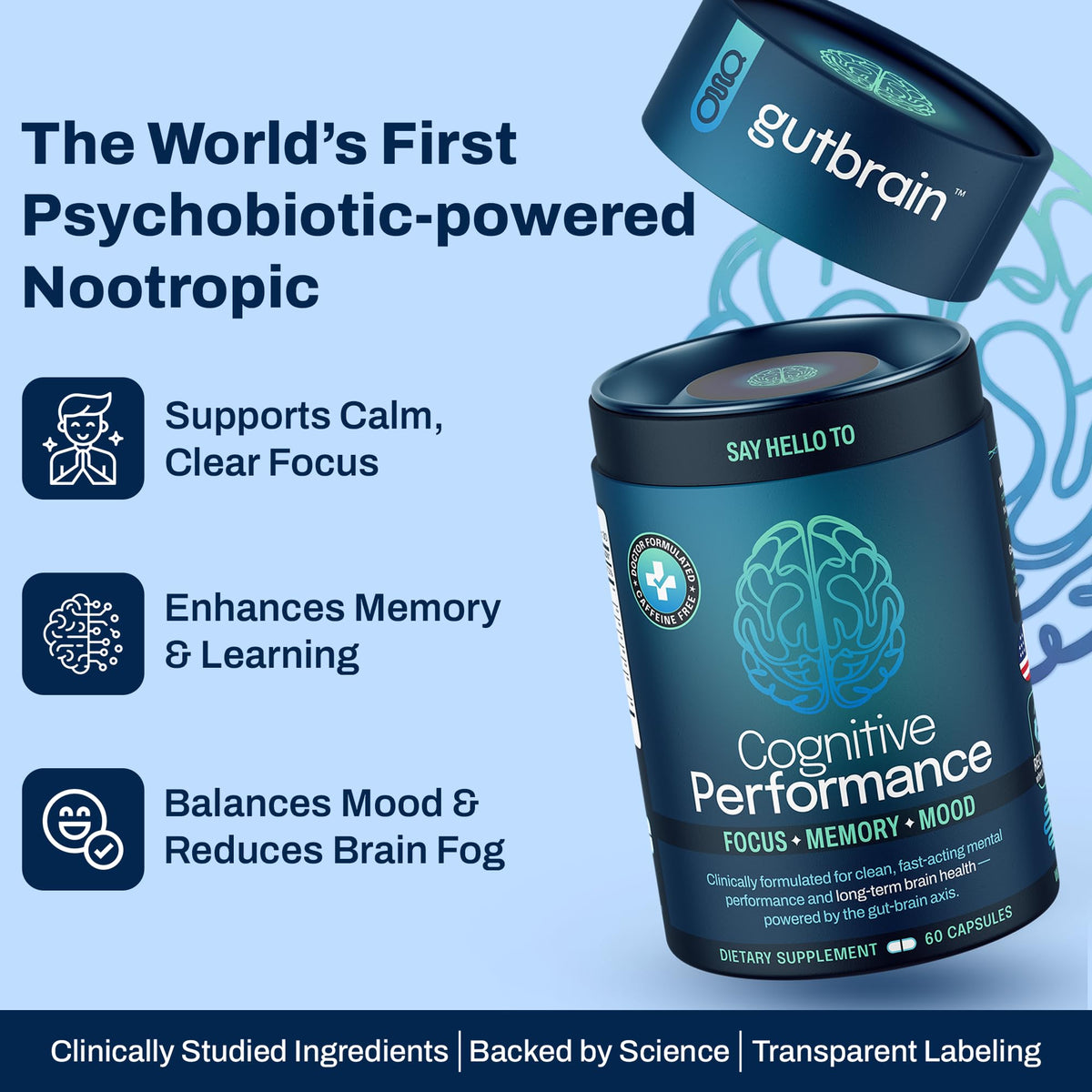 Brain Supplement for Memory and Focus with Probiotics, Advanced 2 in 1 Nootropic Brain Support for Mental Clarity, Caffeine Free Doctor Formulated Supplement, 60 Capsules Purity LabsBuy Supplements Australia