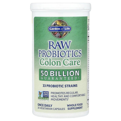 Garden of Life Probiotics for Women and Men - Raw Probiotics Colon Care 50 Billion CFU and Enzymes, Shelf Stable Once Daily Acidophilus Probiotic for Regularity and Immune Health Support, 30 Capsules Garden of LifeBuy Supplements Australia