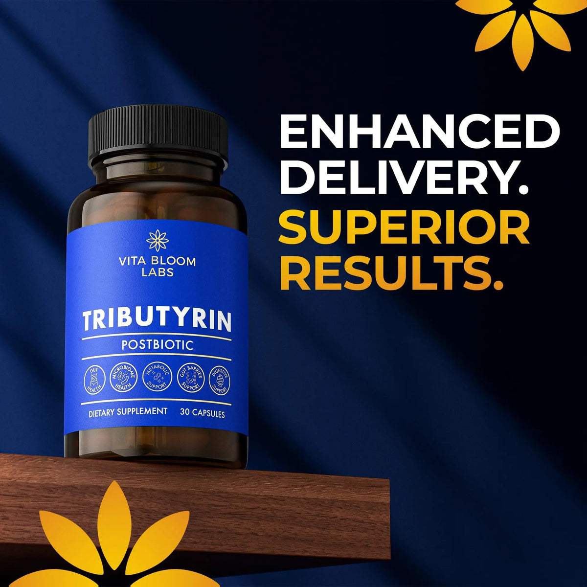 Tributyrin Supplement - Better Delivery & More Effective than Sodium Butyrate - Gut Health & Digestive Support - 3-in-1 Butyrate Postbiotics for Leaky Gut & Gut Barrier Support - 30 Capsules Vita Bloom LabsBuy Supplements Australia
