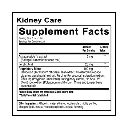 Quicksilver Scientific Kidney Care - Kidney Cleanse & Lymphatic Drainage Supplements - Astragaloside IV Extract, Zhu Ling, Goldenrod, Ferulic Acid, He Shou Wu & Dandelion Leaf (3.38oz / 100ml) Quicksilver ScientificBuy Supplements Australia