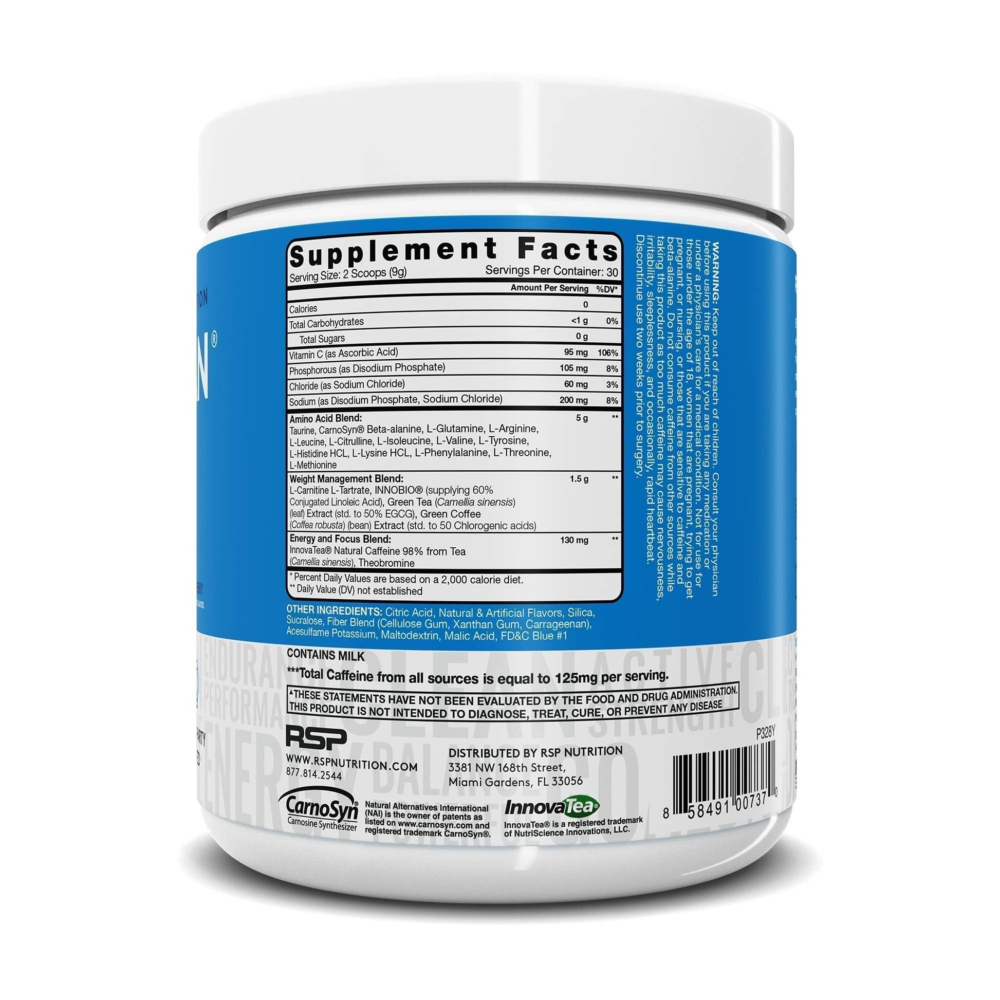 RSP NUTRITION AminoLean Pre Workout Energy (Blue Raspberry 30 Servings) with TrueFit Protein Powder (Vanilla 2 LB)