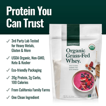 Natural Force Grass Fed Organic Whey Protein Powder – Non GMO Verified, Humane Natural ForceBuy Supplements Australia