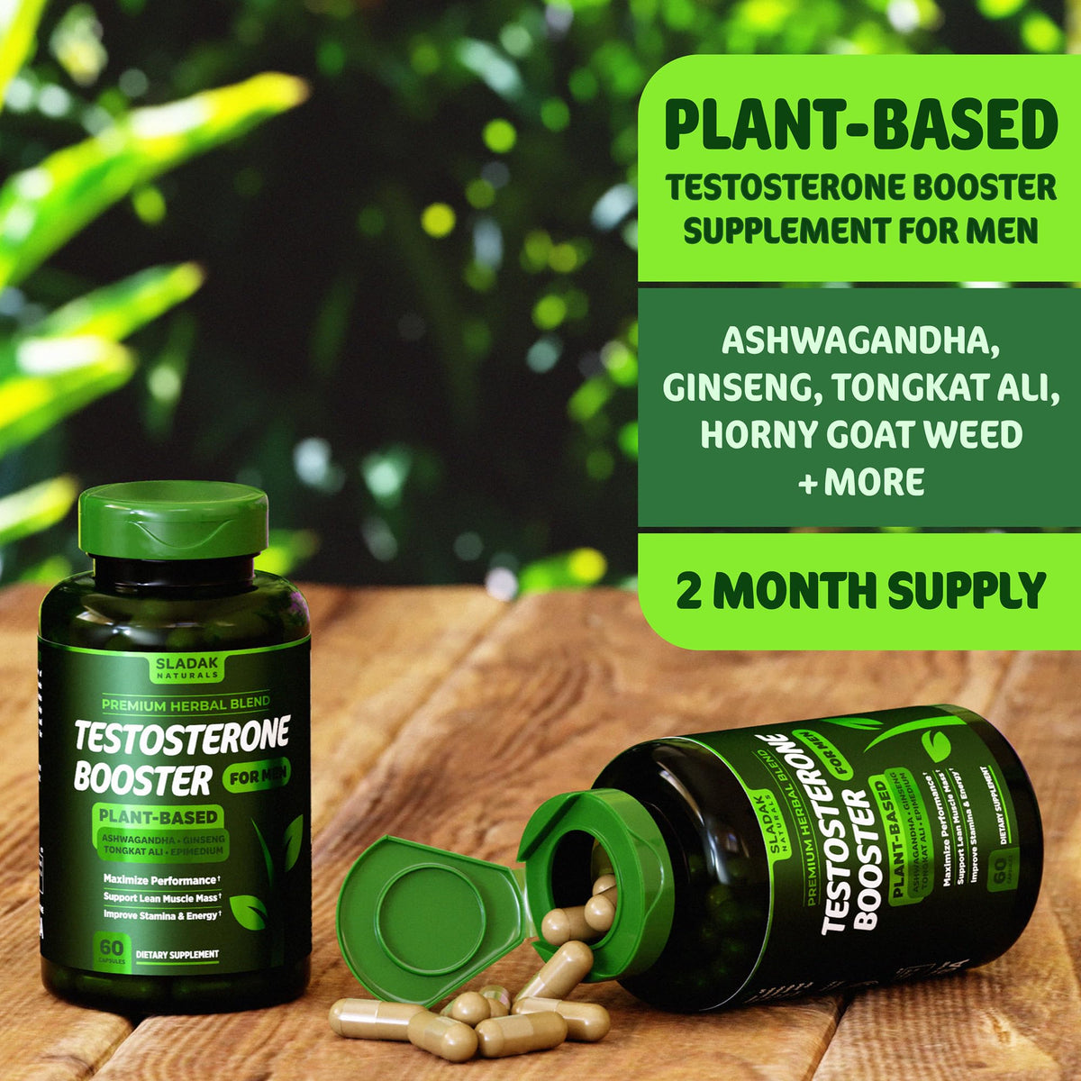 Testosterone Booster Supplement for Men - Male Enhancing Test Boost - Ashwagandha, L-Arginine, Tongkat Ali, Tribulus + More - Workout, Build Muscle, Strength, Energy & Performance - 2 Month Supply SLADAK NATURALS ㅤBuy Supplements Australia