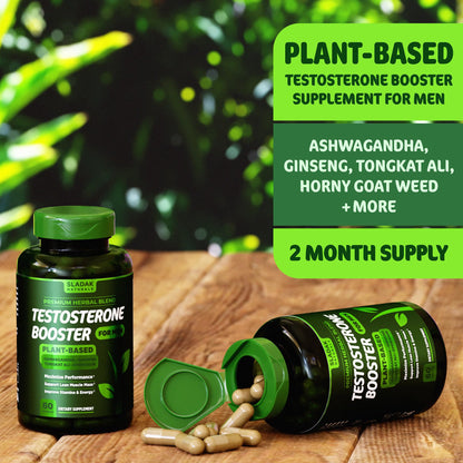 Testosterone Booster Supplement for Men - Male Enhancing Test Boost - Ashwagandha, L-Arginine, Tongkat Ali, Tribulus + More - Workout, Build Muscle, Strength, Energy & Performance - 2 Month Supply SLADAK NATURALS ㅤBuy Supplements Australia