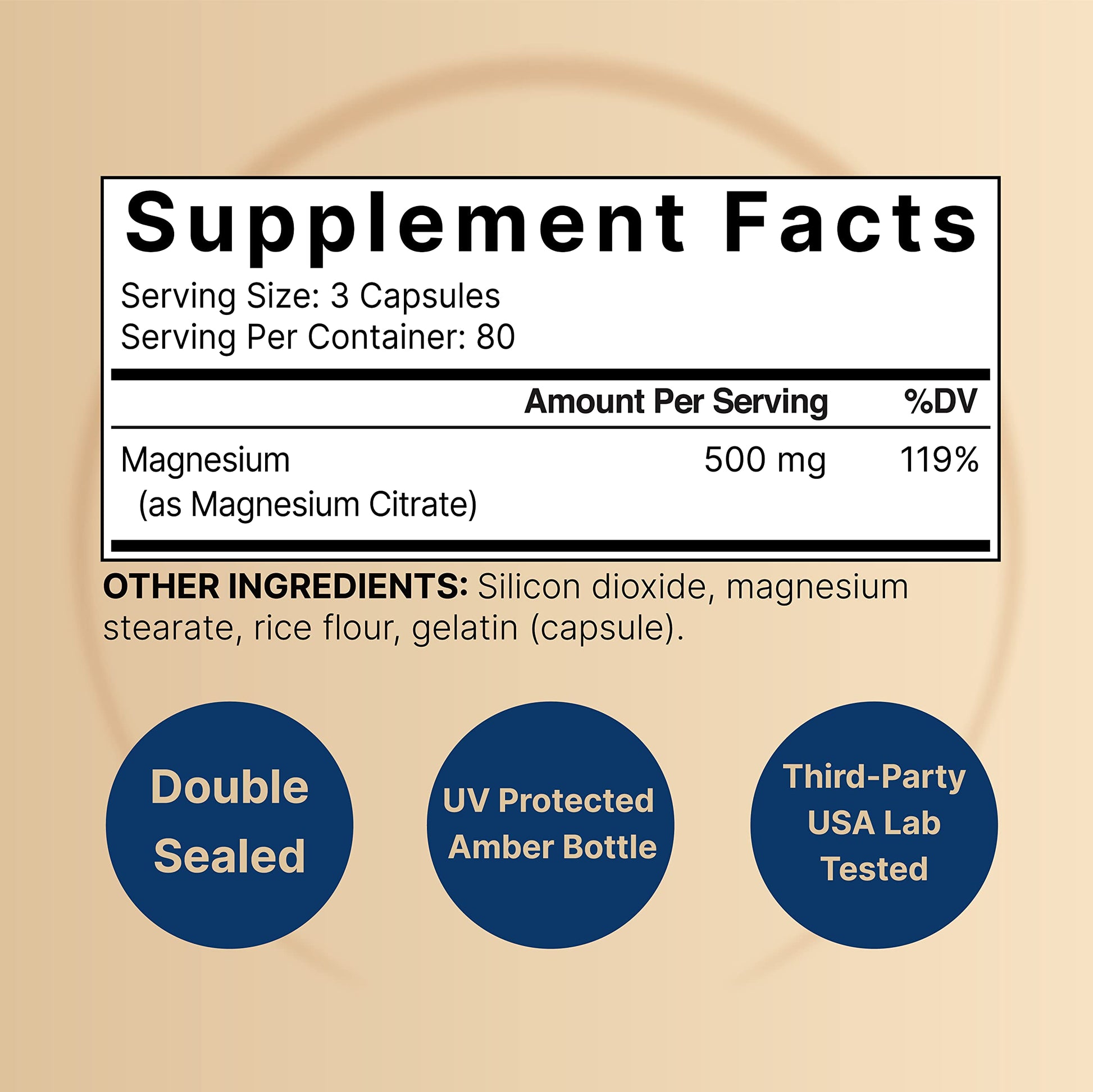 Magnesium Citrate 500mg, 240 Capsules (Citrato de Magnesio) | High Purity Elemental NatureBellBuy Supplements Australia