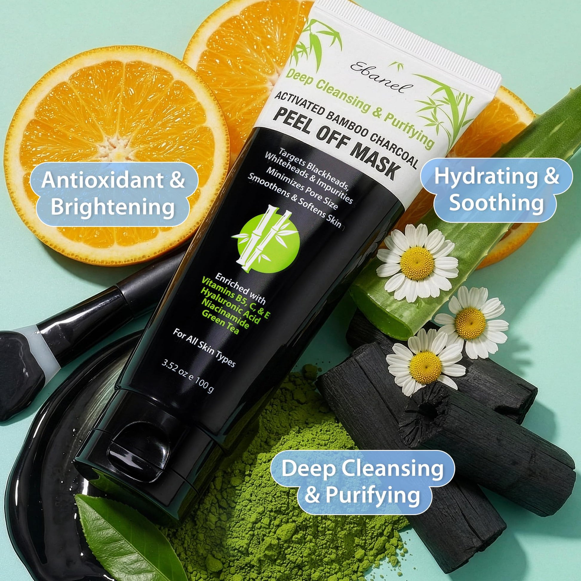 Ebanel Charcoal Peel Off Face Mask Applicator Set, Deep Pore Cleansing Minimizer Blackhead Remover with Niacinamide, Hyaluronic Acid, Vitamin C, Green Tea, Deep Cleanse Black Masks Peel Off Gel Mask Ebanel buy supplements Au